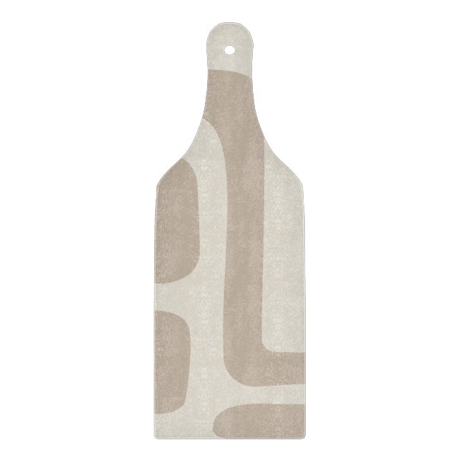 Ivory and Beige Abstract Glass Cutting Board (Front)