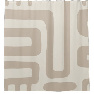 Ivory and Beige Abstract Shower Curtain 