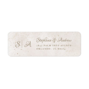 Ivory and beige Monogram Wedding Return Address