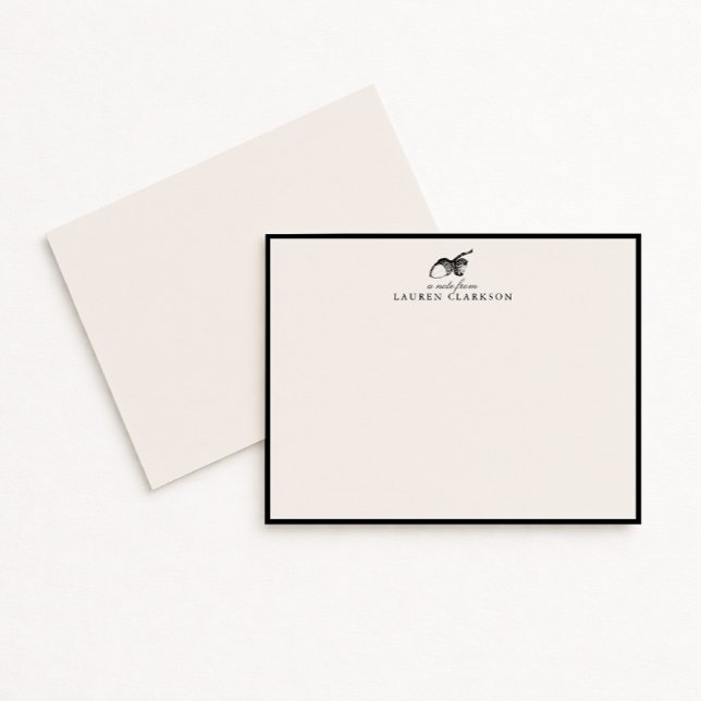 Ivory and Black Acorn Note Card (Creator Uploaded)