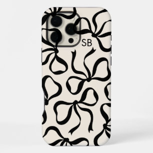 Ivory And Black Bow Monogram iPhone 16 Pro Max Case