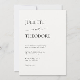 Ivory and Black Elegant Minimalist Wedding Invitation