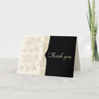 Ivory and Black Floral Thank You Card Alternate