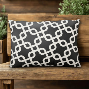 Ivory and Black Pattern Decorative Cushion