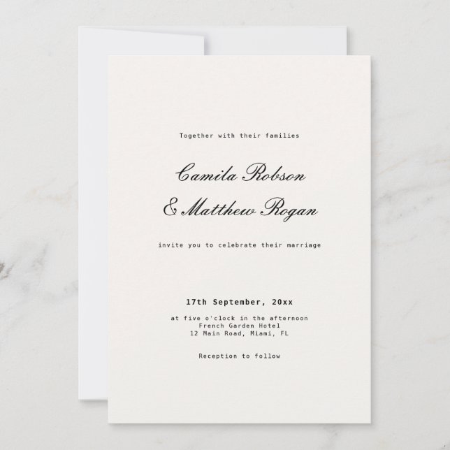 Ivory and Black Wedding  Invitation (Front)