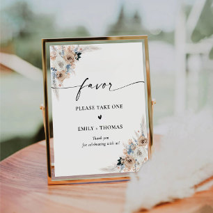 Ivory And Blue Boho Bridal Shower Favour Sign