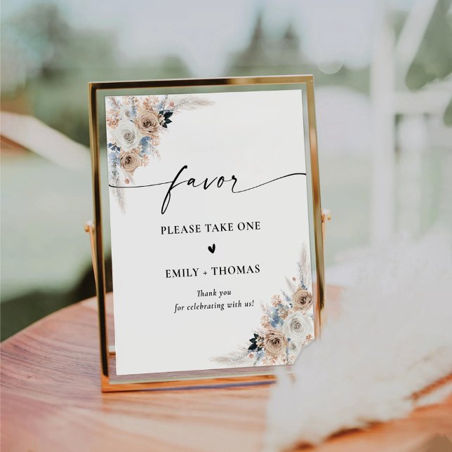 Ivory And Blue Boho Bridal Shower Favour Sign (Creator Uploaded)