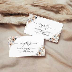 Ivory And Blue Boho Bridal Shower Registry Card