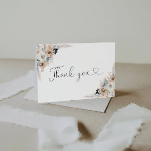 Ivory And Blue Boho Floral Baby Shower  Thank You Card