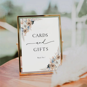 Ivory And Blue Boho Floral Cards and Gifts Sign