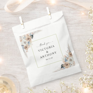 Ivory And Blue Boho Floral Wedding Favour Bag