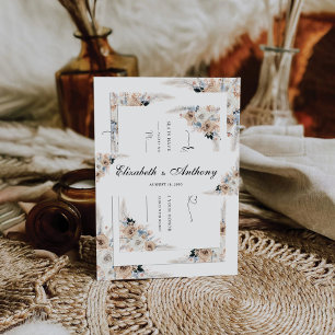 Ivory And Blue Boho Floral Wedding Invitation Belly Band