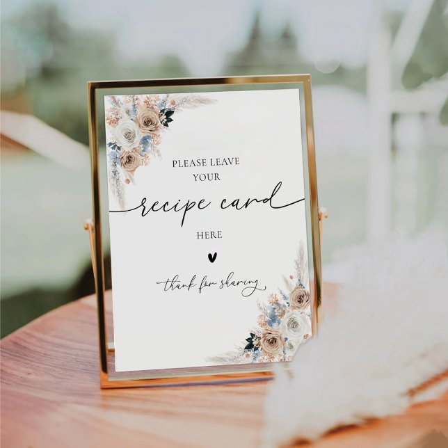 Ivory And Blue Boho Recipe Card Sign (Creator Uploaded)