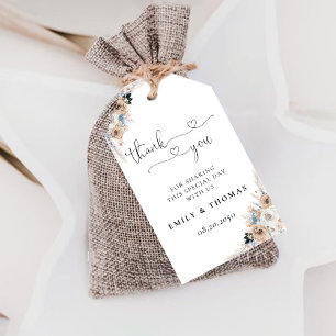 Ivory And Blue Boho Wedding Ceremony Gift Tag