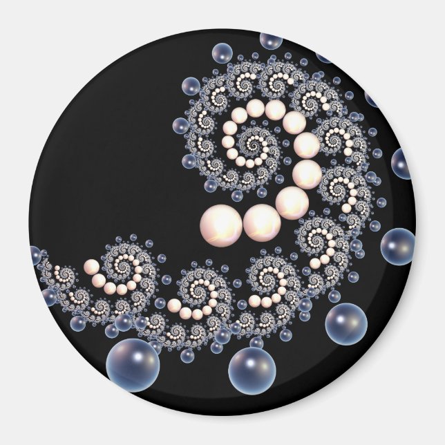 Ivory and Blue Pearl Spiral Magnet (Front)