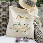 Ivory and Blush Floral Bridesmaid Wedding Tote Bag<br><div class="desc">Click “Personalise this template” will allow you to customise further. You can change the font size,  font colour and more! Be sure to check out 1000  matching items in our shop :)</div>