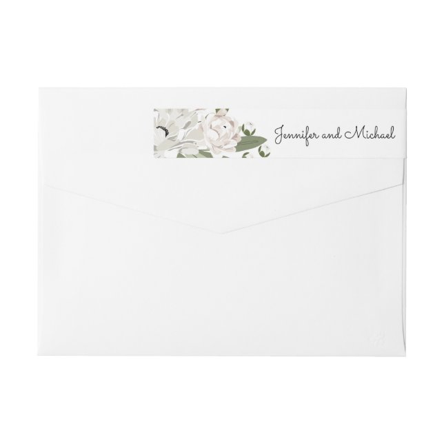 Ivory and Blush Wedding Sprigs return address Wrap Around Label (Back)