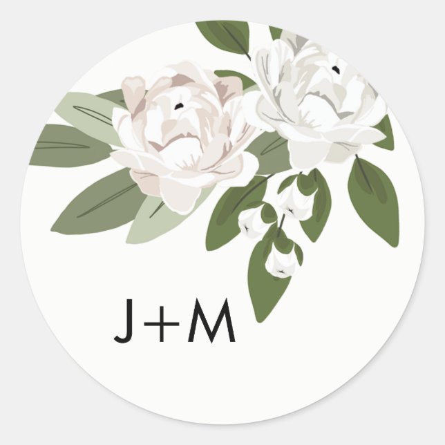 Ivory and Blush Wedding Sprigs Sticker (Front)