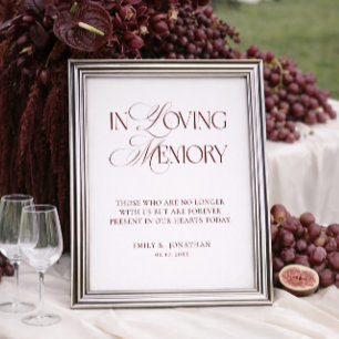 Ivory and Burgundy Wedding In Loving Memory Poster