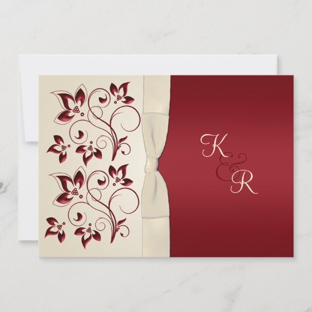 Ivory and Claret Monogrammed Invitation (Front)