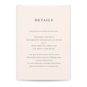 Ivory and Evergreen Wedding Details Enclosure Card