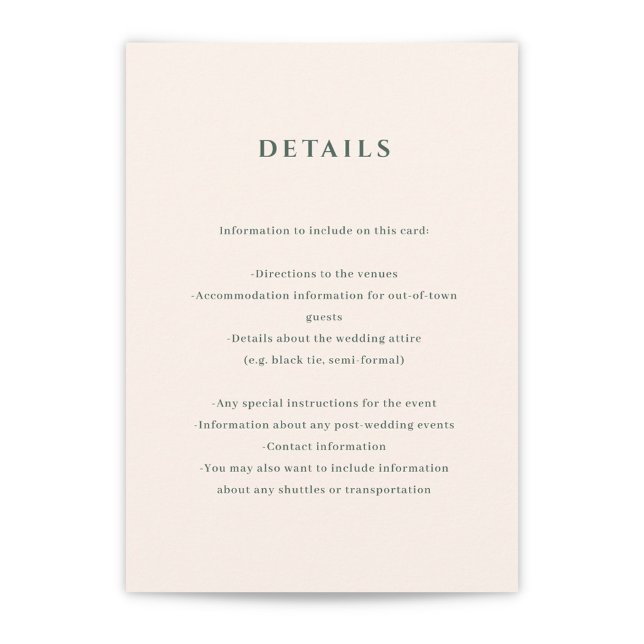 Ivory and Evergreen Wedding Details Enclosure Card (Creator Uploaded)