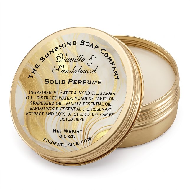 Ivory and Faux Gold Marble Solid Perfume Label (Creator Uploaded)