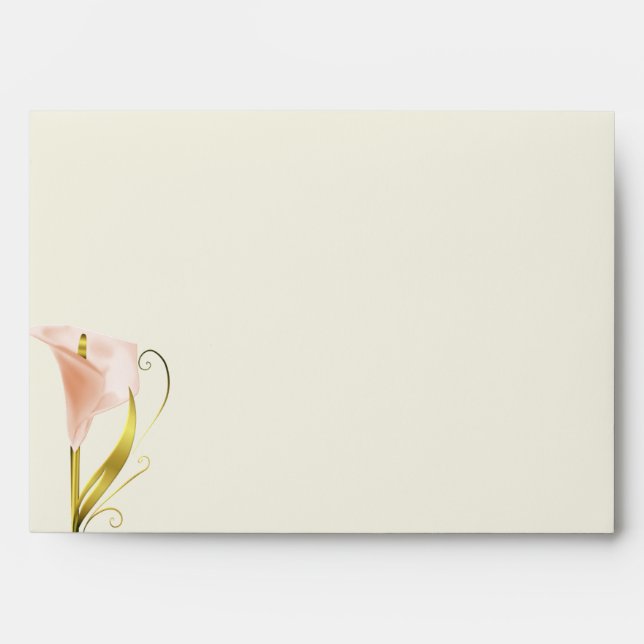 Ivory and Gold Calla Lily Wedding Envelope (Front)