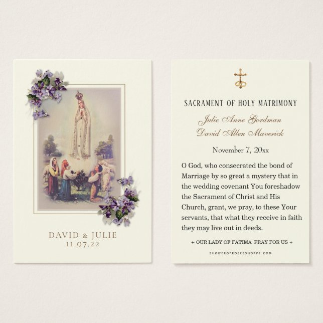 Ivory and Gold Catholic Fatima Wedding Prayer  (Front & Back)