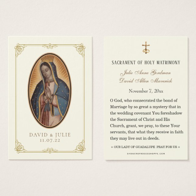 Ivory and Gold Catholic Guadalupe Wedding Prayer  (Front & Back)