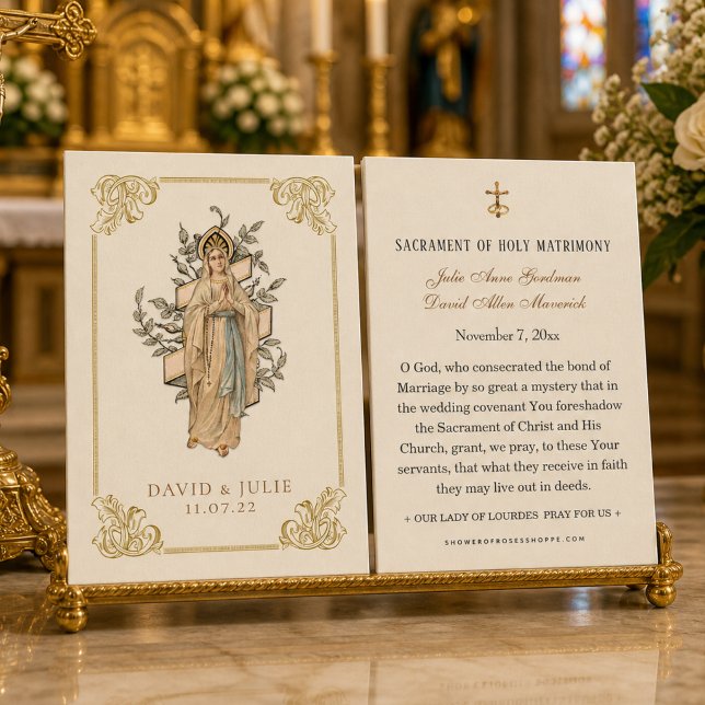 Ivory and Gold Catholic Lourdes Wedding Prayer  (Creator Uploaded)