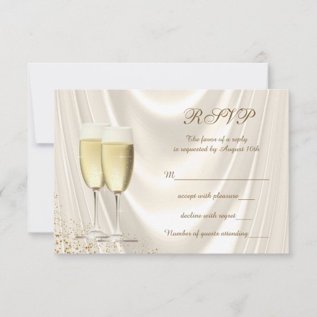 Ivory and Gold Champagne RSVP (Front)