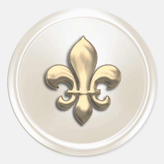 Ivory and Gold  Fleur de Lis Envelope Seal (Front)