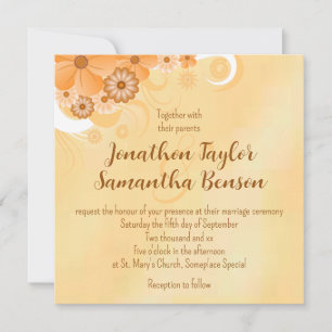 Ivory and Gold Hibiscus Floral Chic Square Invites