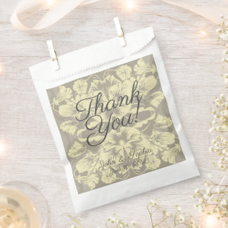 Ivory and Grey Floral Favour Bag