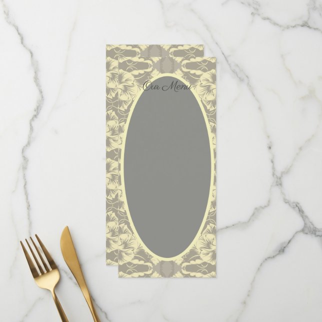 Ivory and Grey Floral Wedding Menus (Front/Back In Situ)