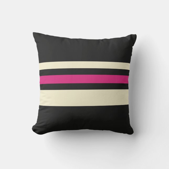 Ivory and Hot Pink Stripes Cool Simple Pattern Cushion (Front)