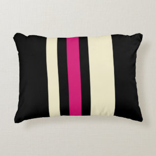 Ivory and Hot Pink Stripes Decorative Cushion