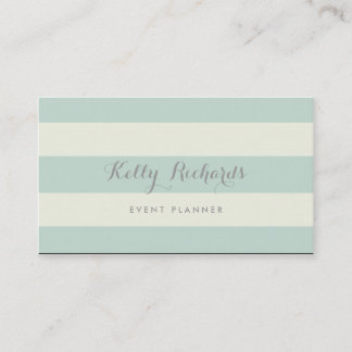 Ivory and Mint Green Stripes Pattern Business Card