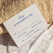 Ivory and Navy Blue Wedding RSVP Card