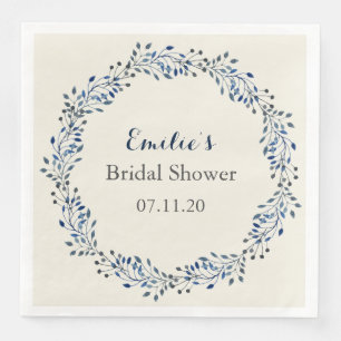 ivory  and navy Floral Wedding Napkin