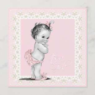 Ivory and Pink Baby Shower Invitation