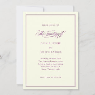 Ivory and Plum   Classic Italian Elegance Wedding Invitation