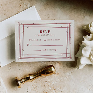 Ivory and Red Elegant Holiday Wedding RSVP Card