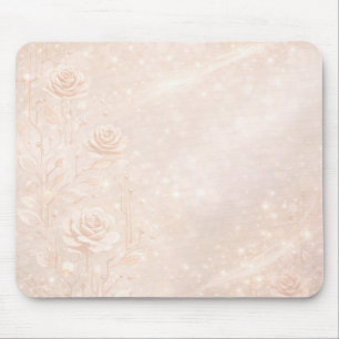 Ivory and rosegold accents florals AI art Mouse Pad