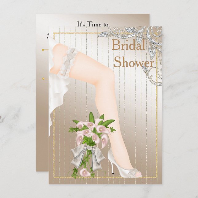 Ivory and Satin African American Bridal Shower Invitation (Front/Back)