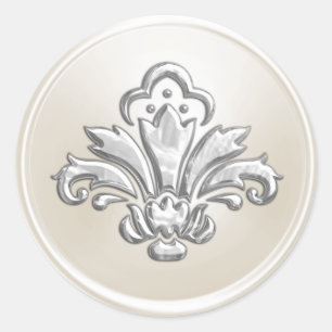 Ivory and Silver Fleur de Lis Envelope Seal