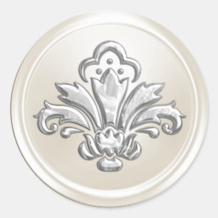 Ivory and Silver Fleur de Lis Envelope Seal