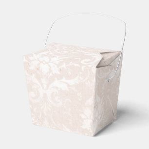 Ivory and White Grunge Distressed Damask Favour Box