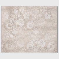 Ivory and White Grunge Distressed Damask